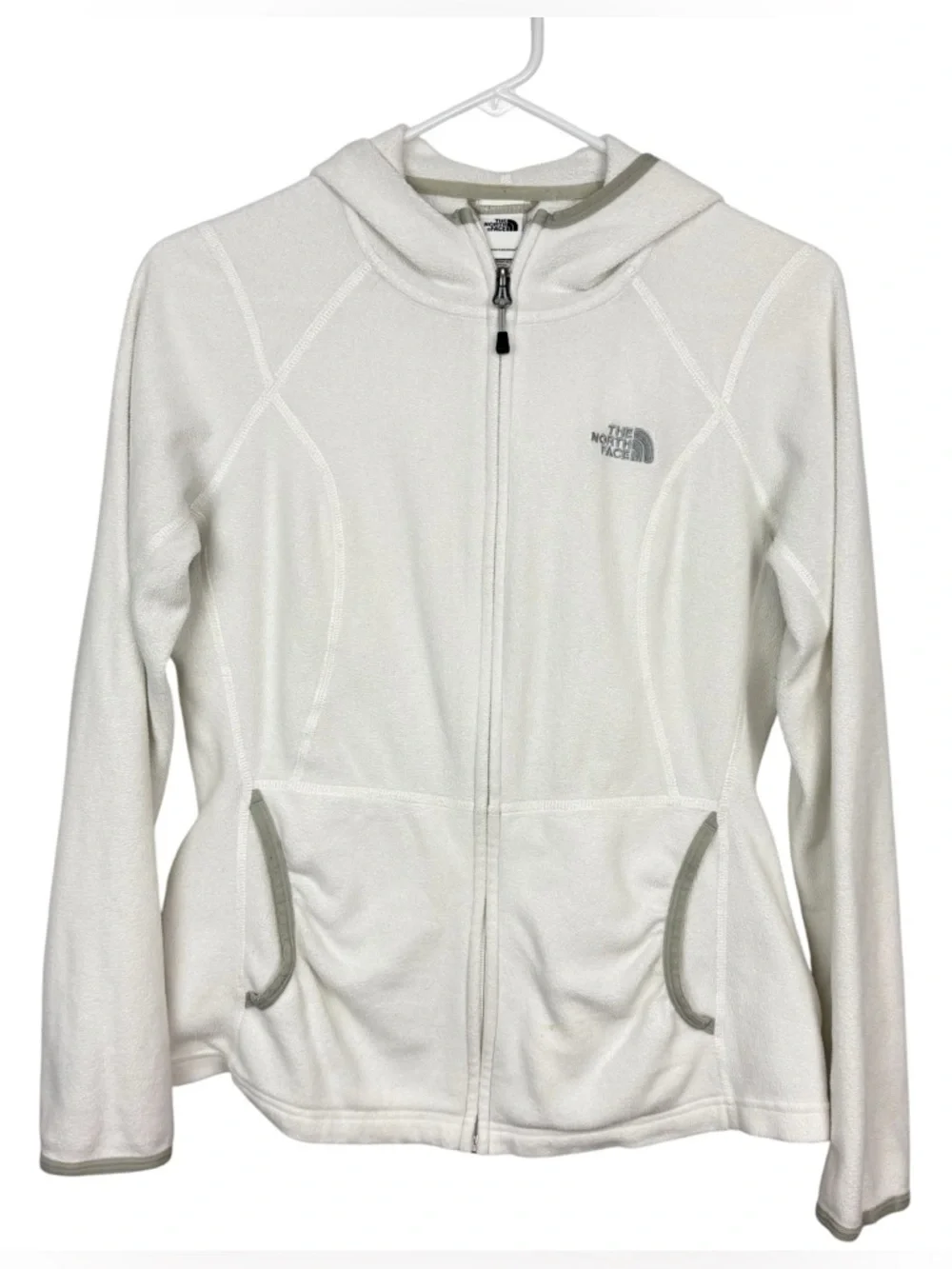 NORTH FACE  Polartec Classic Women’s White Fleece Zip Hoodie Size S